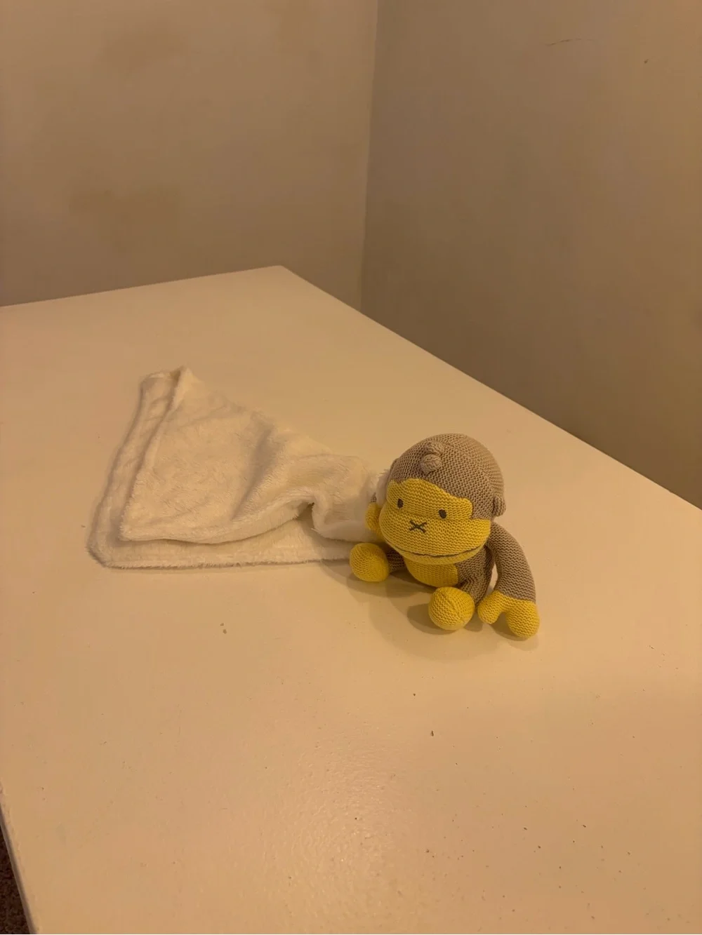 Baby Bum Knit Monkey Security Blanket Lovey Plush Gray & Yellow